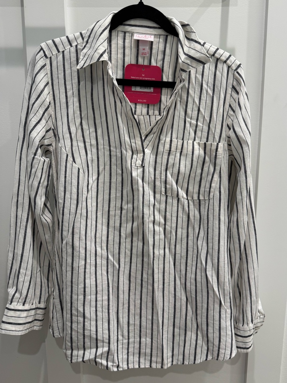 Isabel Maternity by Ingrid & Isabel White with Black Stripes Tunic Size Medium